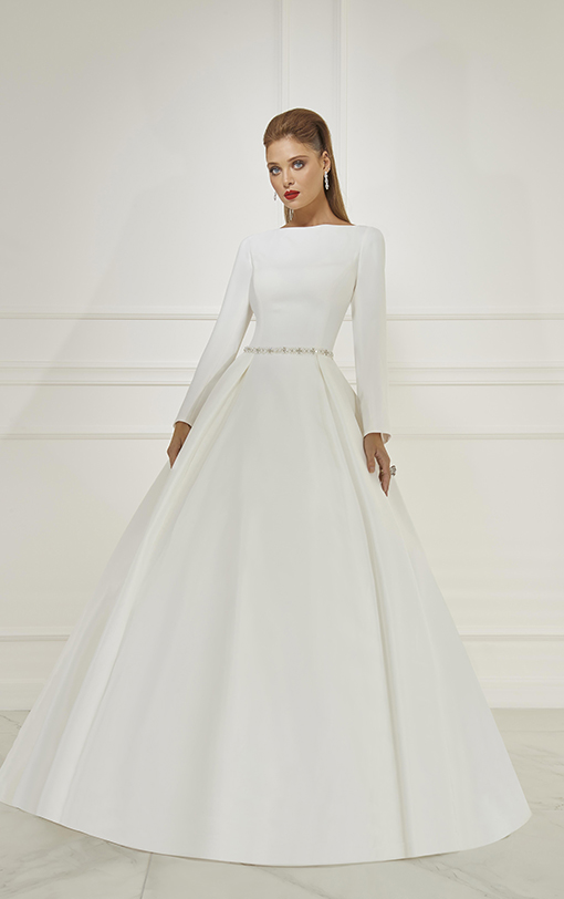 Robe de mariée princesse manches longues en satin